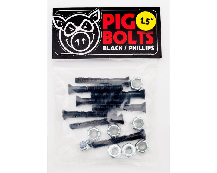 Pig Wheels Black Bolts 1.5" Phillips