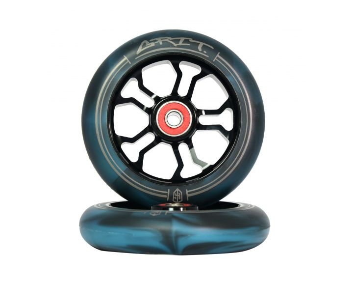 Grit Wheels 110mm Black/Black-Teal Swirl (Pair)