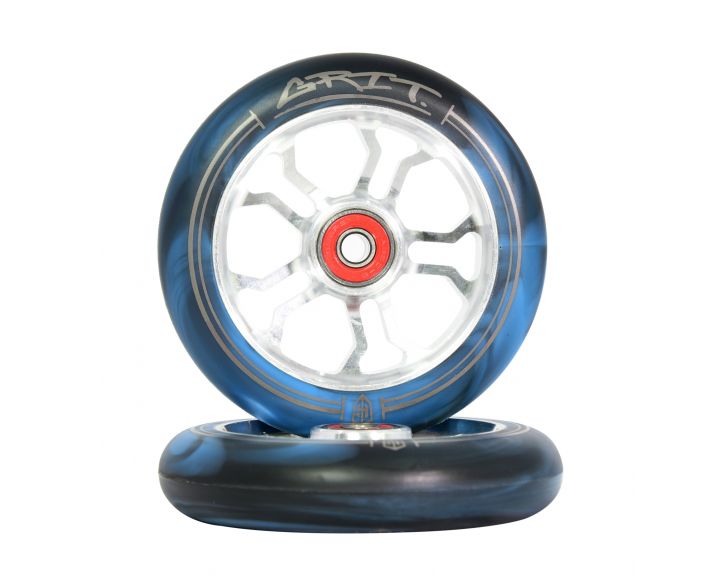 Grit Wheels 110mm Silver/Blue-Black Swirl (Pair)